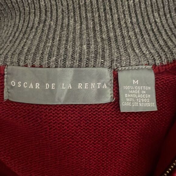 Oscar De La Renta Maroon Burgundy Zip Mock Neck Sweater M - Picture 7 of 7
